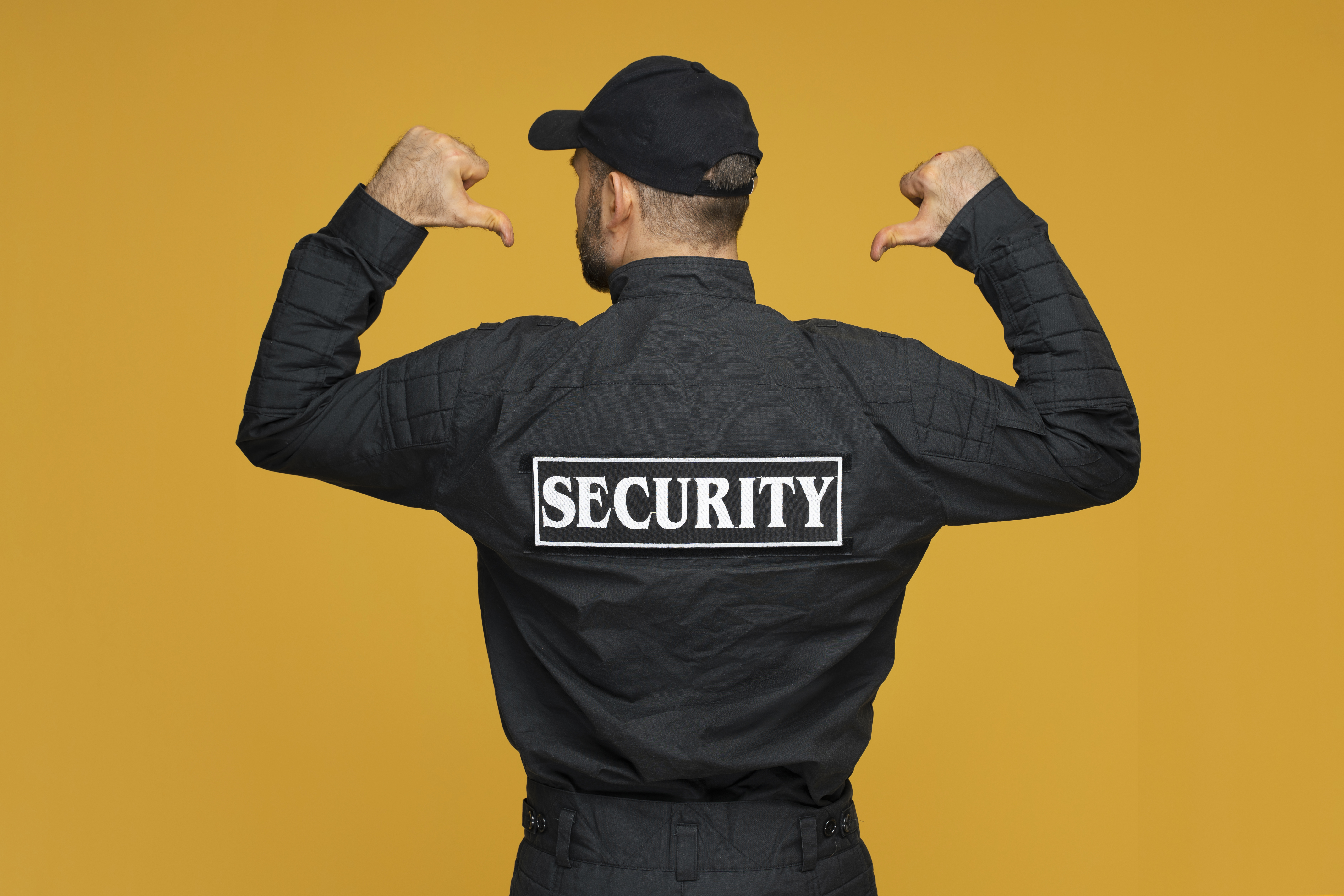 Professional security team in uniform with advanced equipment